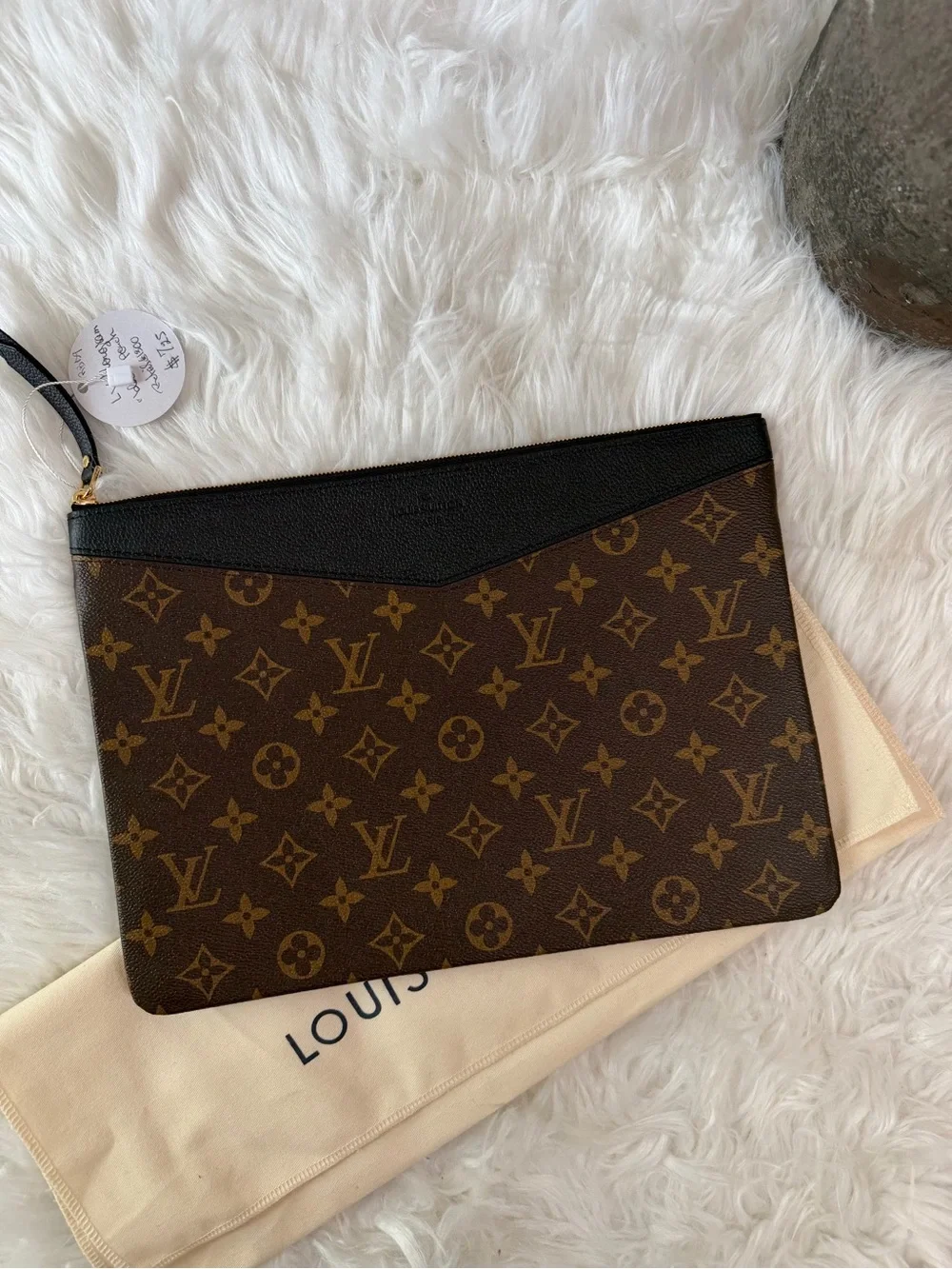Louis Vuitton Monogram Zip Daily Pouch in Black Trim